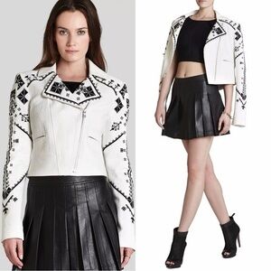 BCBGMAXAZRIA Kade Embroidered Off White Jacket